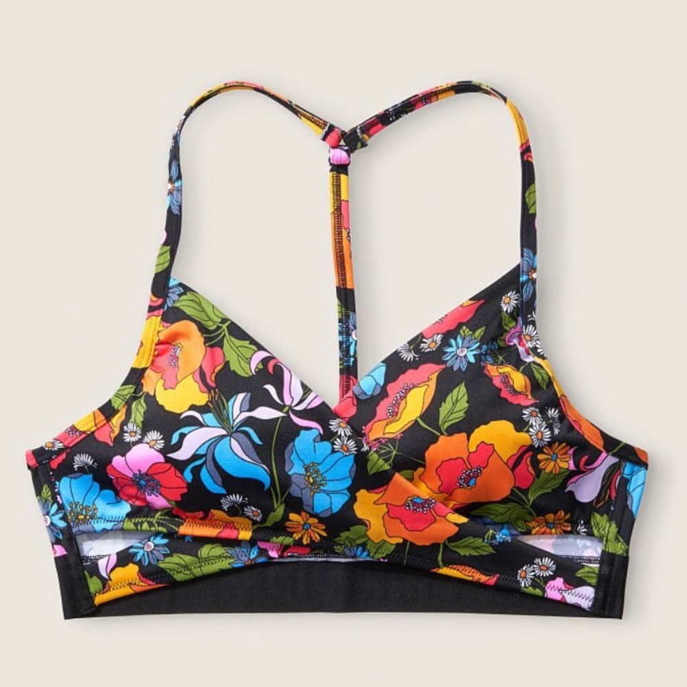 ISO Victoria’s Secret Swim Black Retro Flowers top